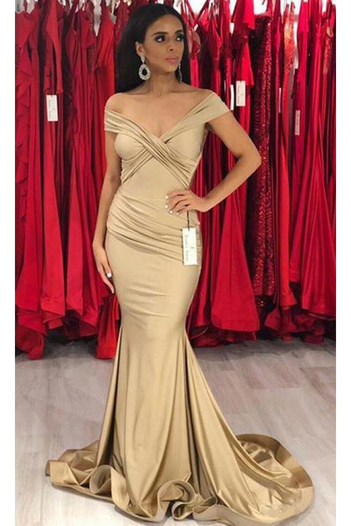 Mermaid Off-the-Shoulder Long Floor Length Bridesmaid Dresses 3010527