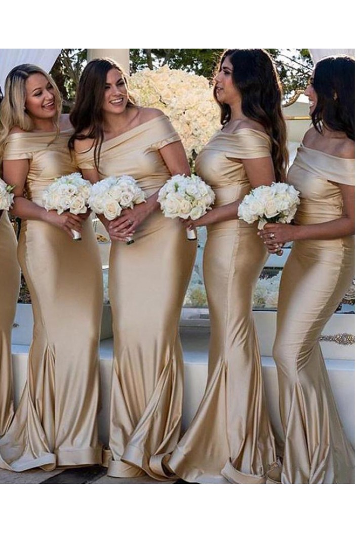 Mermaid Off-the-Shoulder Long Floor Length Bridesmaid Dresses 3010528