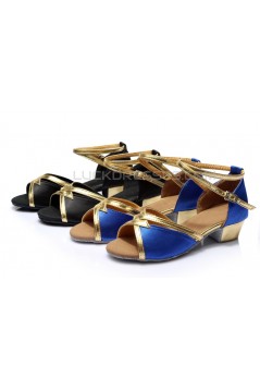 Women's Kids' Gold Sparkling Glitter Sandals Flats Latin Dance Shoes D601001