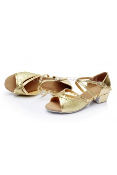 Women's Kids' Gold Sparkling Glitter Sandals Flats Latin Dance Shoes D601001