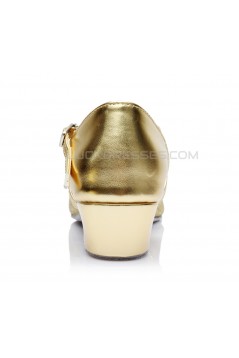 Women's Kids' Gold Sparkling Glitter Sandals Flats Latin Dance Shoes D601001