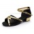 Women's Kids' Black Satin Sandals Flats Latin Dance Shoes Chunky Heels Dance Shoes D601006