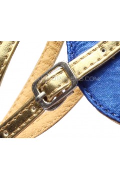 Women's Kids' Blue Satin Gold Sparkling Glitter Flats Sandals Latin Dance Shoes Flower Girl Shoes D601008