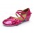 Women's Kids' Fuschia Sparkling Glitter Flats Latin Dance Shoes Chunky Heels Modern Dance Shoes D601028