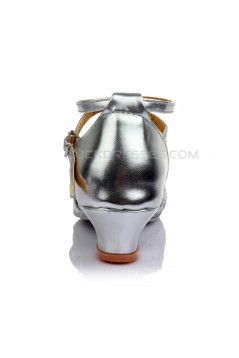 Women's Kids' Silver Sparkling Glitter Flats Latin Modern Dance Shoes Chunky Heels Wedding Party Shoes D601029