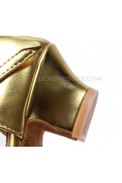 Women's Kids' Gold Sparkling Glitter Flats Latin Modern Dance Shoes Chunky Heels Wedding Party Shoes D601030