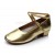 Women's Kids' Gold Leatherette Flats Latin Salsa Modern Dance Shoes Chunky Heels Wedding Party Shoes D601039