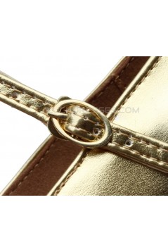 Women's Kids' Gold Leatherette Flats Latin Salsa Modern Dance Shoes Chunky Heels Wedding Party Shoes D601039