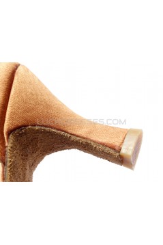 Women's Brown Satin Heels Sandals Latin Salsa With Ankle Strap Dance Shoes D602002