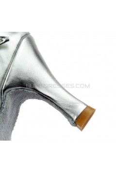 Women's Silver Leatherette Heels Sandals Latin Salsa With Ankle Strap Dance Shoes Wedding Party Shoes D602016