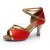 Women's Red Satin Heels Sandals Latin Salsa With Ankle Strap Dance Shoes D602025