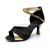 Women's Black Gold Satin Heels Sandals Latin Salsa With Ankle Strap Dance Shoes D602033