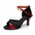 Women's Black Red Satin Heels Sandals Latin Salsa With Ankle Strap Dance Shoes D602034