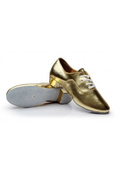 Men's Kids' Gold Leatherette Modern Ballroom Latin Dance Shoes Dance Sneakers Flat Heel D603002