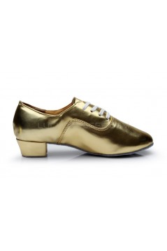 Men's Kids' Gold Leatherette Modern Ballroom Latin Dance Shoes Dance Sneakers Flat Heel D603002