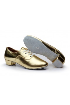 Men's Kids' Gold Leatherette Modern Ballroom Latin Dance Shoes Dance Sneakers Flat Heel D603002
