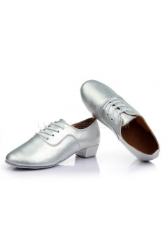 Men's Kids' Silver Leatherette Modern Ballroom Latin Dance Shoes Dance Sneakers Flat Heel D603004