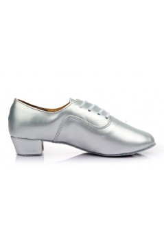 Men's Kids' Silver Leatherette Modern Ballroom Latin Dance Shoes Dance Sneakers Flat Heel D603004