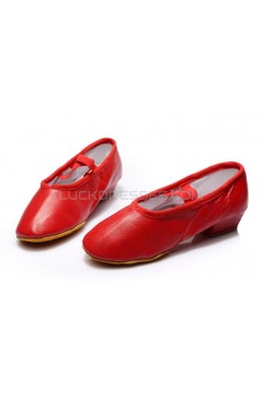 Women's Red Soft Leatherette Dance Shoes Ballet/Latin/Yoga/Dance Sneakers Flat Heel D604003