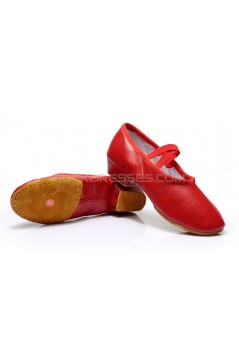 Women's Red Soft Leatherette Dance Shoes Ballet/Latin/Yoga/Dance Sneakers Flat Heel D604003
