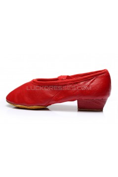 Women's Red Soft Leatherette Dance Shoes Ballet/Latin/Yoga/Dance Sneakers Flat Heel D604003