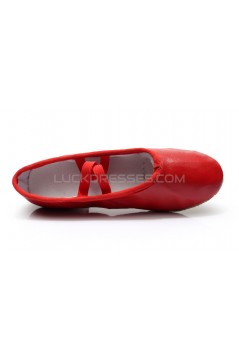 Women's Red Soft Leatherette Dance Shoes Ballet/Latin/Yoga/Dance Sneakers Flat Heel D604003