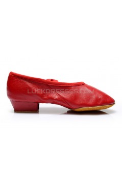 Women's Red Soft Leatherette Dance Shoes Ballet/Latin/Yoga/Dance Sneakers Flat Heel D604003
