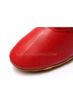 Women's Red Soft Leatherette Dance Shoes Ballet/Latin/Yoga/Dance Sneakers Flat Heel D604003