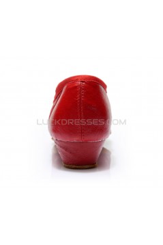 Women's Red Soft Leatherette Dance Shoes Ballet/Latin/Yoga/Dance Sneakers Flat Heel D604003