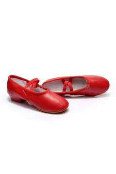 Women's Red Soft Leatherette Dance Shoes Ballet/Latin/Yoga/Dance Sneakers Flat Heel D604003
