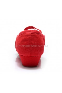 Women's Red Canvas Dance Shoes Ballet/Latin/Yoga/Dance Sneakers Canvas Flat Heel D604004