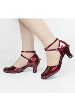 Women's Fashion Heels With Ankle Strap Latin Modern Dance Shoes Burgandy Wedding Party Shoes D801047