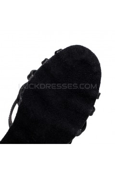 Women's Heels Black Satin Modern Ballroom Latin Salsa Ankle Strap Dance Shoes D901003