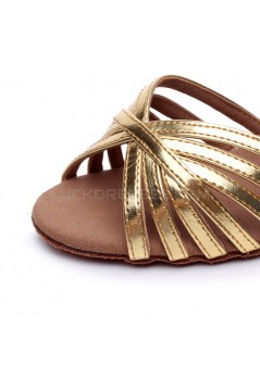 Women's Heels Gold Leatherette Sparkling Glitter Modern Ballroom Latin Salsa Dance Shoes Wedding Shoes D901020