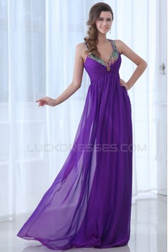 Long Purple Halter Beaded Chiffon Prom Evening Formal Party Dresses/Maternity Evening Dresses ED010012