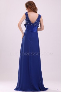 A-Line Long Blue Beaded Chiffon Prom Evening Formal Party Dresses ED010013