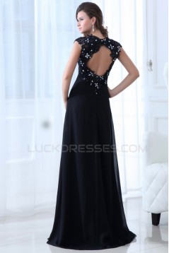 A-Line V-Neck Long Beaded Chiffon Prom Evening Formal Party Dresses ED010015