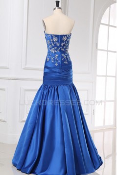 Trumpet/Mermaid Sweetheart Beaded Long Blue Prom Evening Formal Party Dresses ED010030
