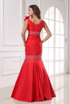 Trumpet/Mermaid Beaded Long Red Prom Evening Formal Party Dresses ED010031