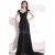 Cap Sleeve Long Black Lace Prom Evening Formal Party Dresses ED010033