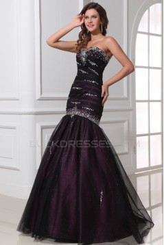 Trumpet/Mermaid Sweetheart Beaded Long Black Prom Evening Formal Party Dresses ED010036