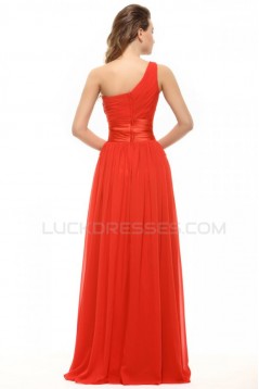 A-Line One-Shoulder Long Beaded Chiffon Prom Evening Formal Party Dresses ED010046