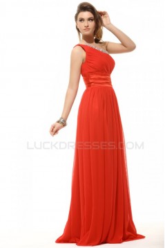 A-Line One-Shoulder Long Beaded Chiffon Prom Evening Formal Party Dresses ED010046