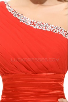 A-Line One-Shoulder Long Beaded Chiffon Prom Evening Formal Party Dresses ED010046
