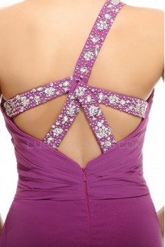 A-Line One-Shoulder Long Beaded Chiffon Prom Evening Formal Party Dresses ED010047