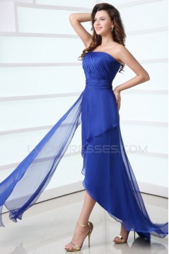A-Line One-Shoulder Blue Chiffon Prom Evening Formal Party Dresses ED010048