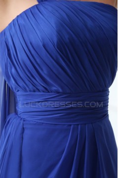 A-Line One-Shoulder Blue Chiffon Prom Evening Formal Party Dresses ED010048