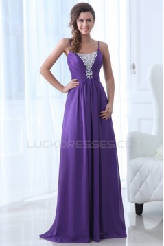A-Line Spaghetti Strap Beaded Long Purple Prom Evening Formal Party Dresses ED010052