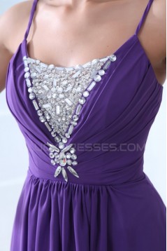 A-Line Spaghetti Strap Beaded Long Purple Prom Evening Formal Party Dresses ED010052