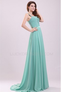 A-Line Beaded Straps Long Chiffon Prom Evening Formal Party Dresses ED010055